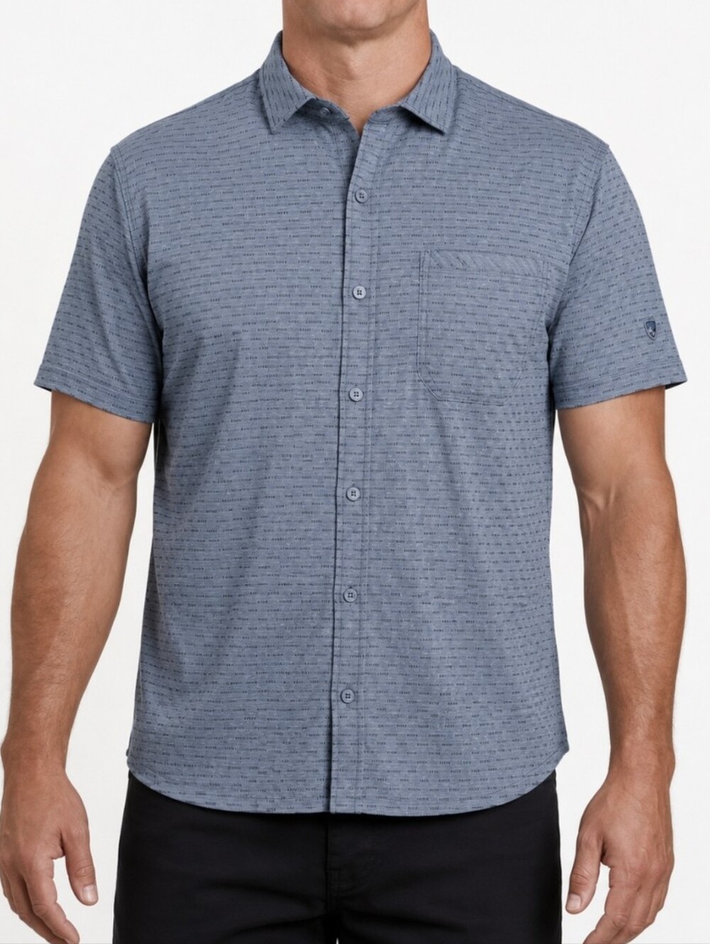 Kuhl Men's Short Sleeve Button Down Shirt in Heathered Blue
